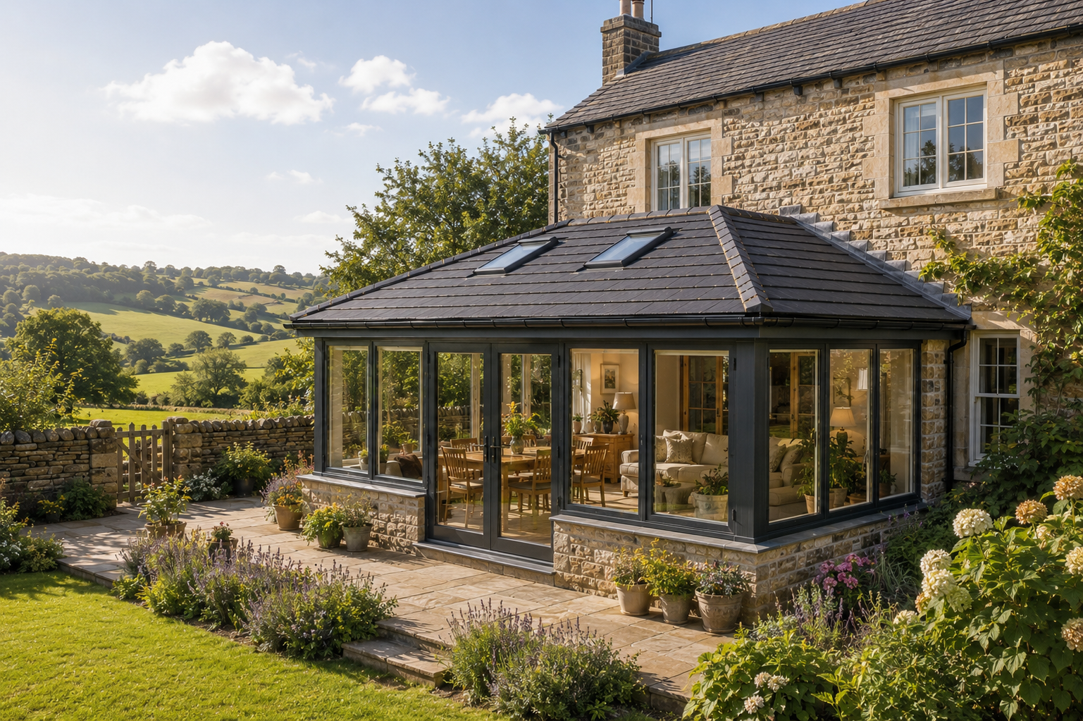 Conservatory roof specialists Tapco Slate installation